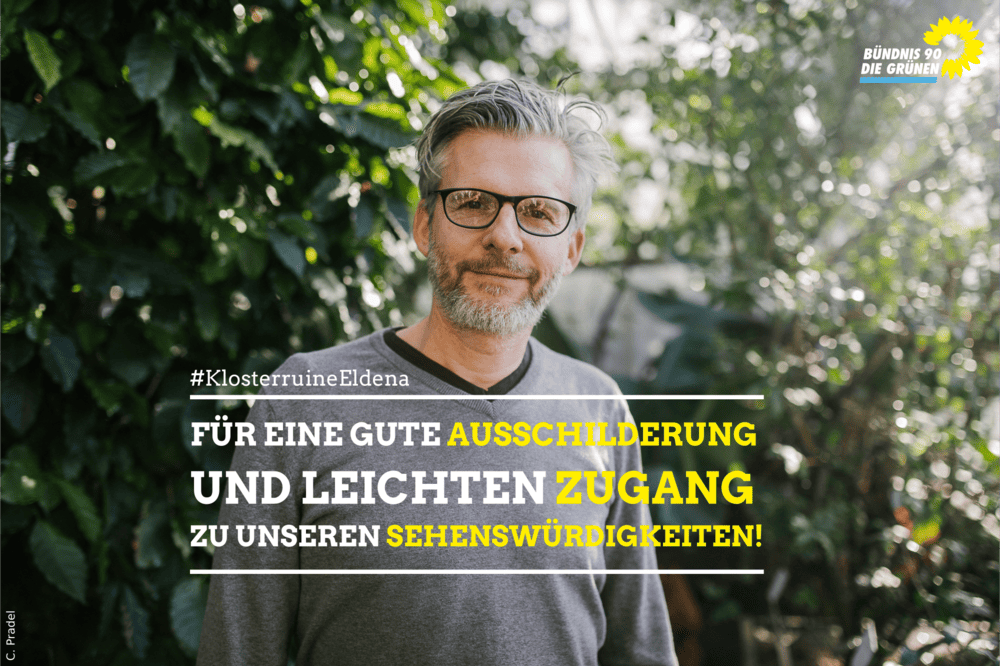 Markus Münzenberg, Mitglied der Bürgerschaftsfraktion B'90/DIE GRÜNEN, zur Klosterruine Eldena, Foto: C. Pradel 2019