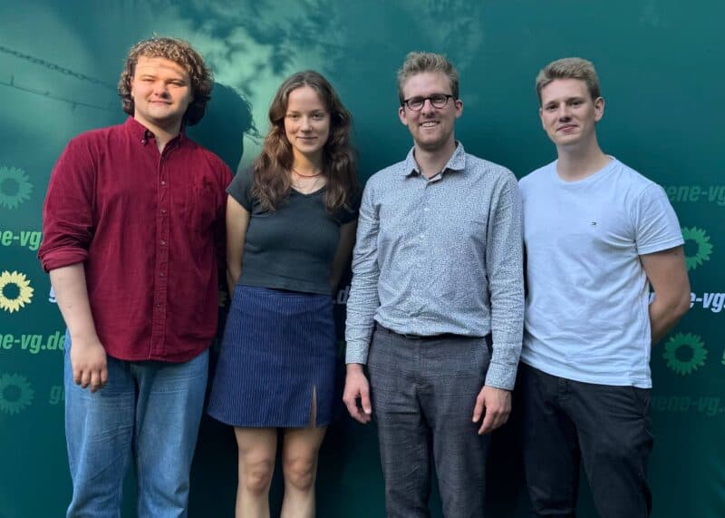 Raphael Scherer, Josefin Franz, Hannes Damm, Jan van den Bosch nach der Votenvergabe für die Landtagswahl 2026